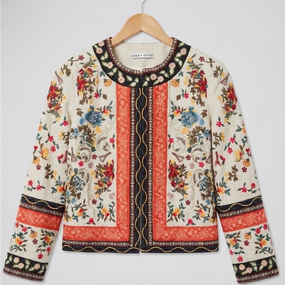Alice + Olivia Multicolor Embroidered  Jacket